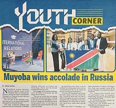 Congratulations to Namibian student Marcious Muyoba, who achieved victory in the Olympiad Tasks in International Relations in Russia Congratulations to Namibian student Marcious Muyoba, who achieved victory in the Olympiad Tasks in International Relations in Russia