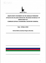 SWAPO Party Statement on the Heinous Terrorist Attacks on Civilians in Moscow