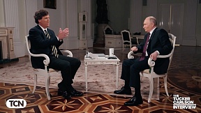President Vladimir Putin answered questions from Tucker Carlson, a journalist and founder of Tucker Carlson Network.